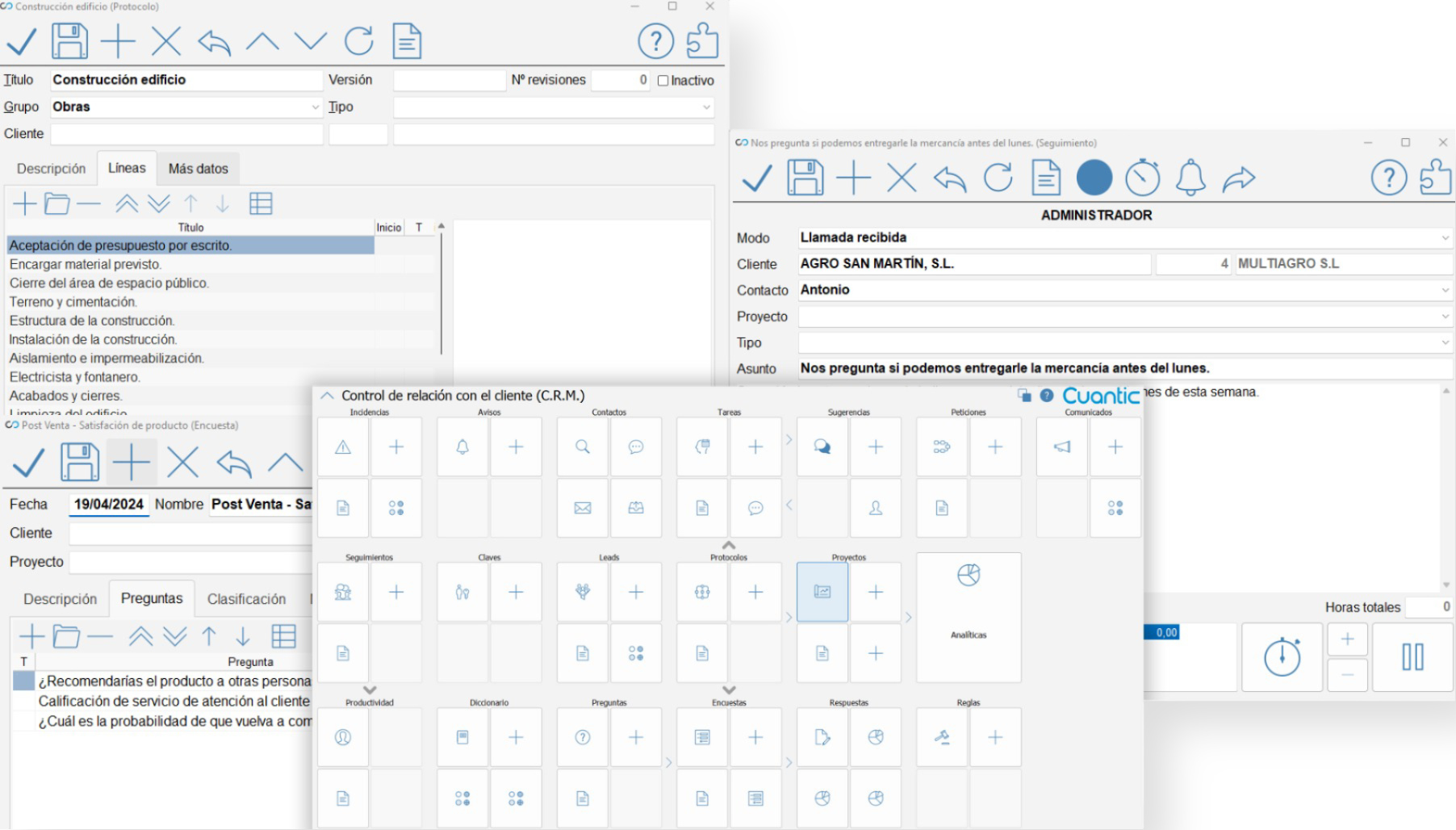 Módulo CRM + del software Cuantic